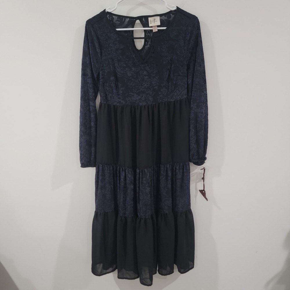 Knox Rose Velvet Burnout Dress Size Xs Tiered Whimsigoth Floral‎ Fairy Grunge